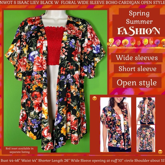 ‼️FINAL PRICE‼️NWOT S OPEN CARDIGAN BLACK&FLORAL WIDE SHORT SLEEVE WHIMSYGOTH - Picture 1 of 14